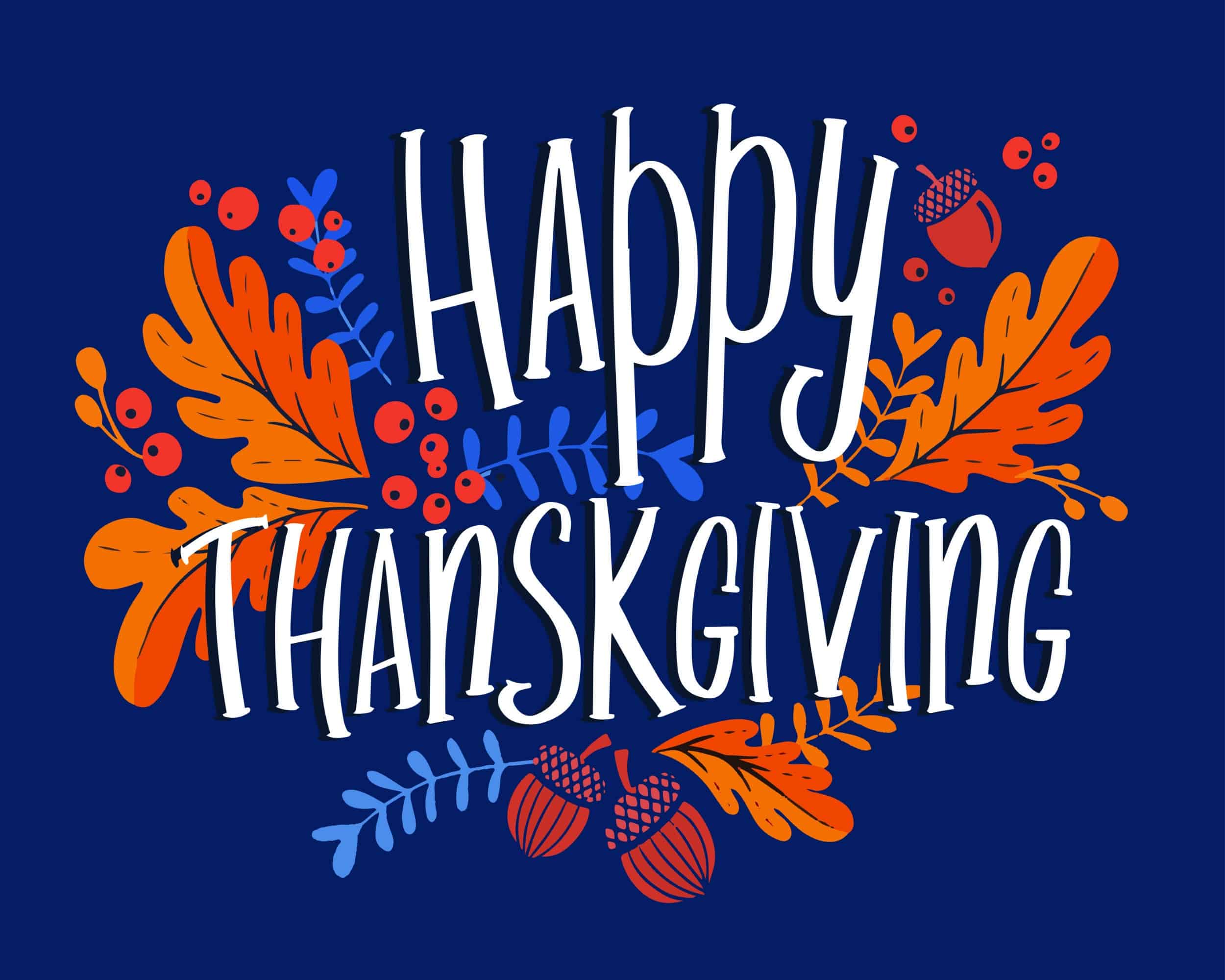 Happy thanksgiving day background with lettering and illustratio