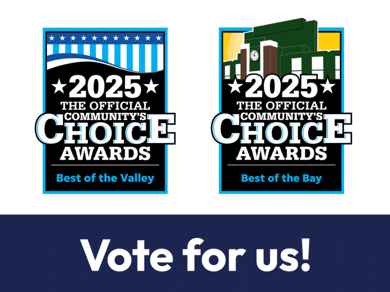Best of the Valley and Best of the Bay logos for Tower Clock Eye Center