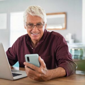 man reading phone