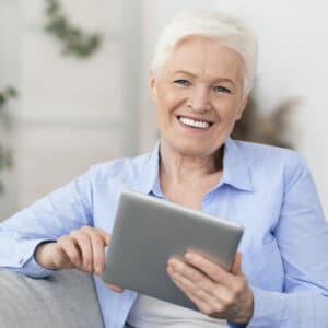 lady with tablet