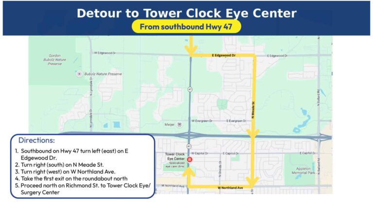 Highway 47 southbound to our location will require a detour.