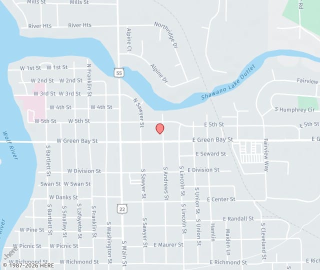 Location Map: 229 East Green Bay Street Shawano, Wisconsin 54166